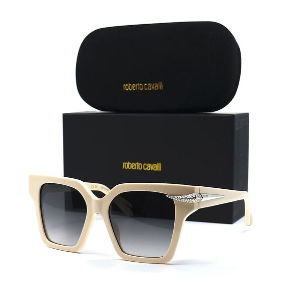 NEW ROBERTO CAVALLI SRC002S 09X7 IVORY GREY GRADIENT AUTHENTIC SUNGLASSES - Picture 5 of 12